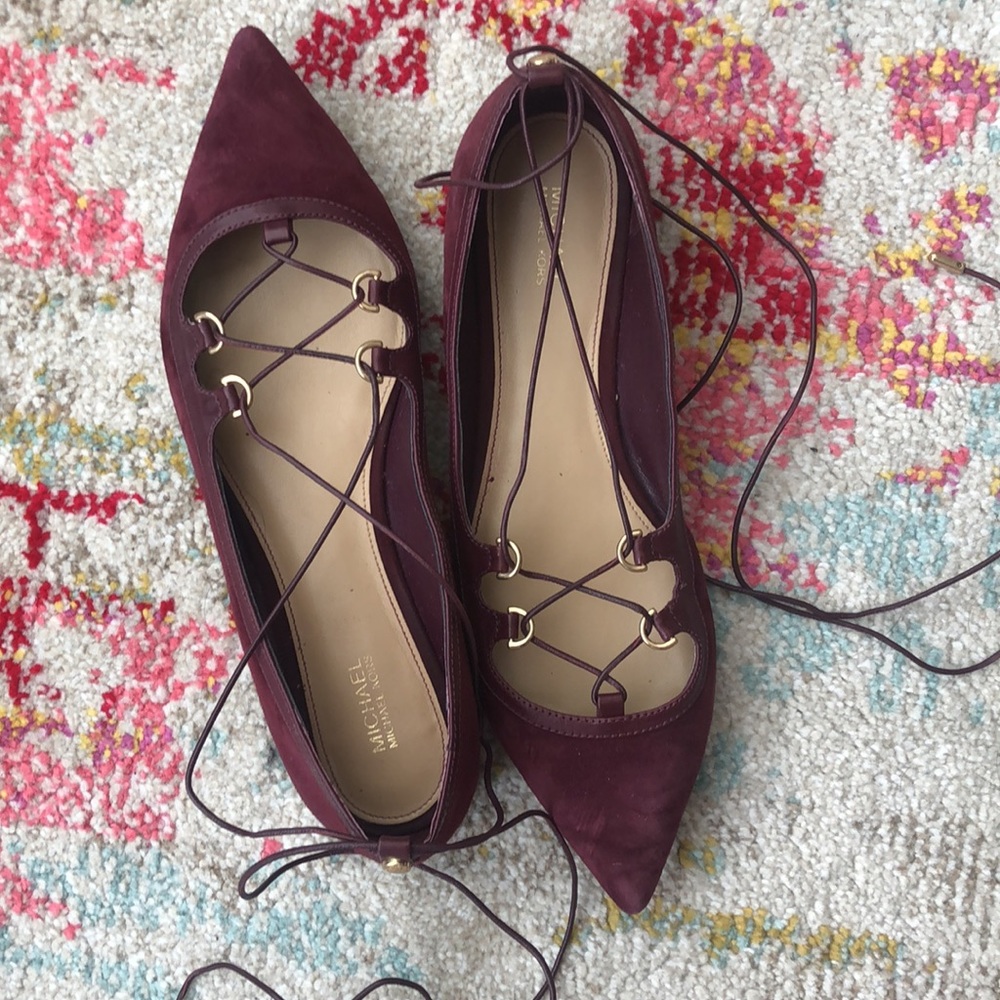 Maroon Michael Kors pointed strap flats W 9.5